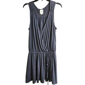 Zoa Modal And Silk V Neck Wrap Flowy Glam Tunic Tie Waist Mini Dress Small